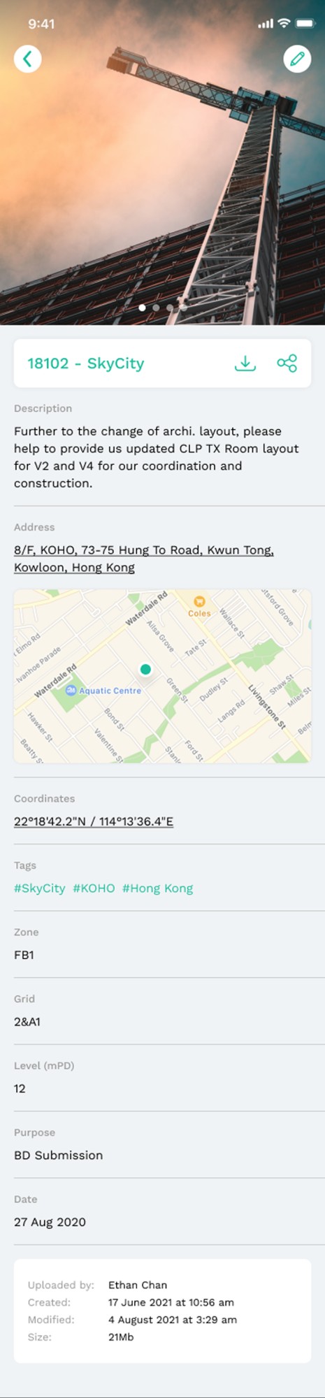 CIA mobile — project detail