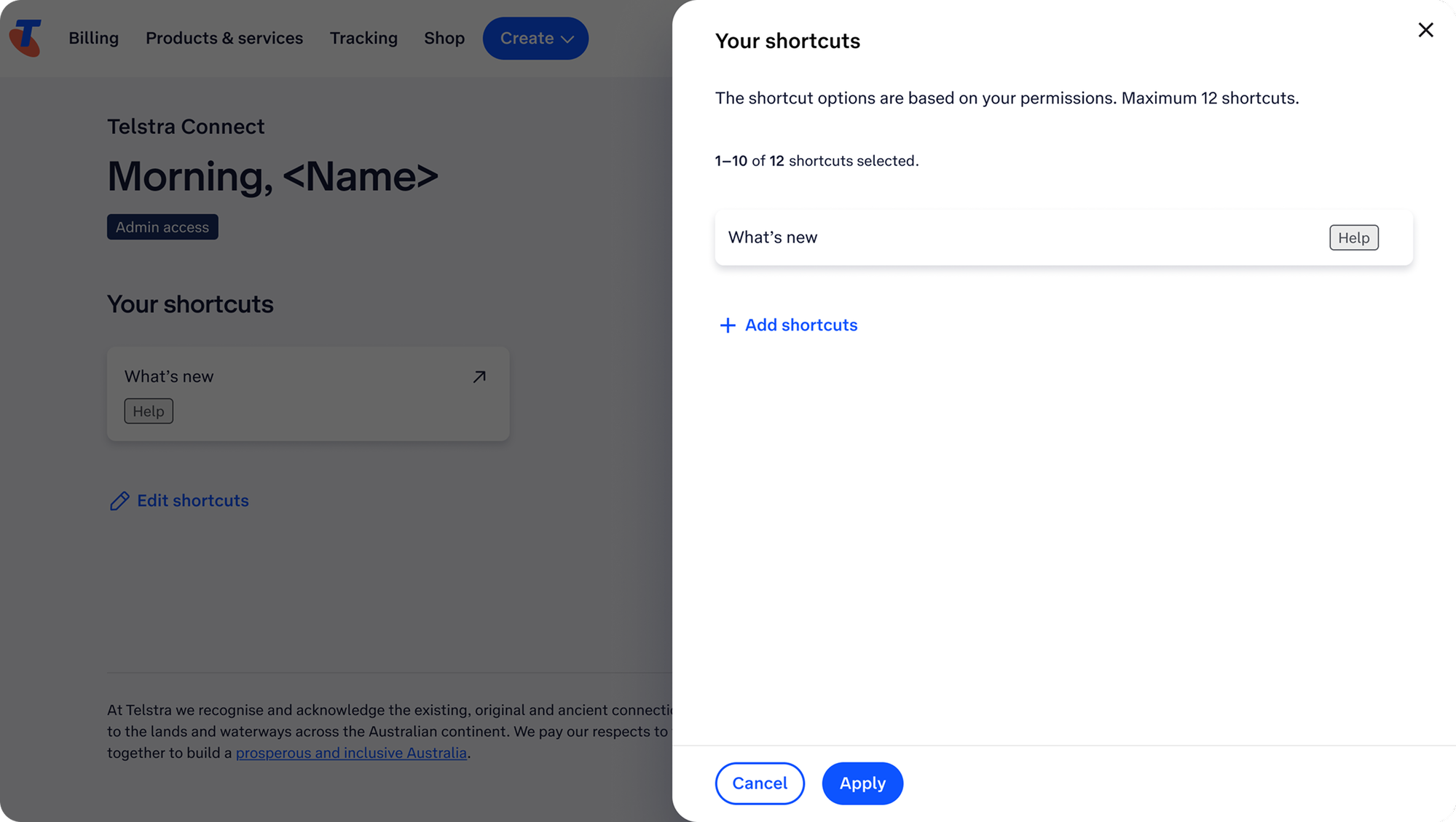 Your shortcuts drawer open