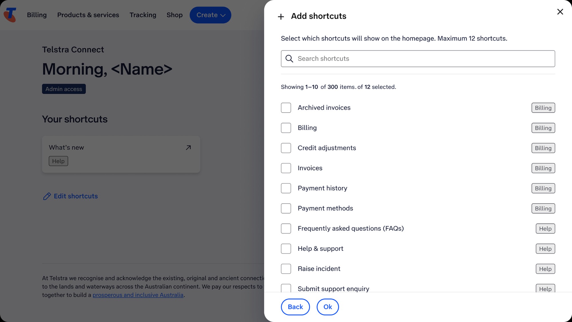 Add shortcuts catalogue